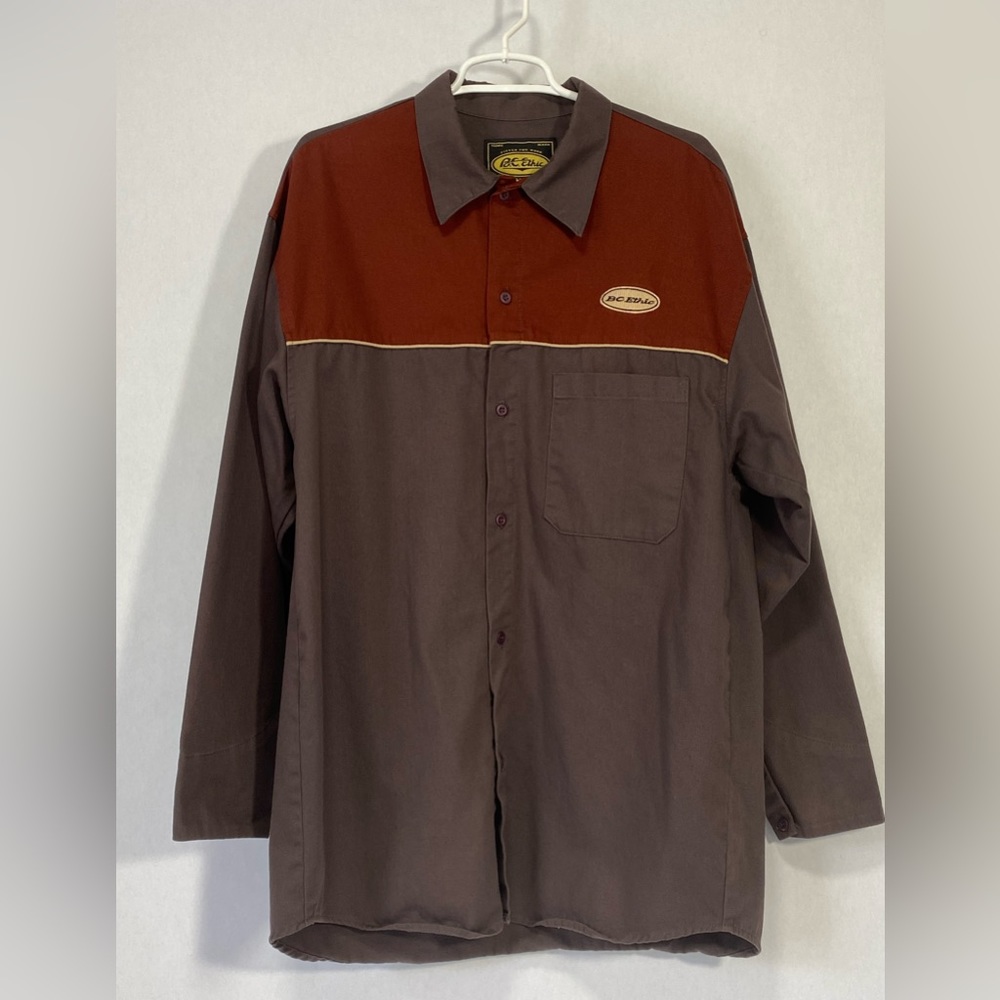 Mens large bc ethic retro style grey with red chest long sleeve heavy duty cotto